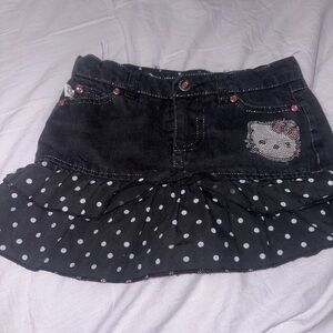 Hello Kitty Denim Skirt with‎ Polka Dot Ruffle